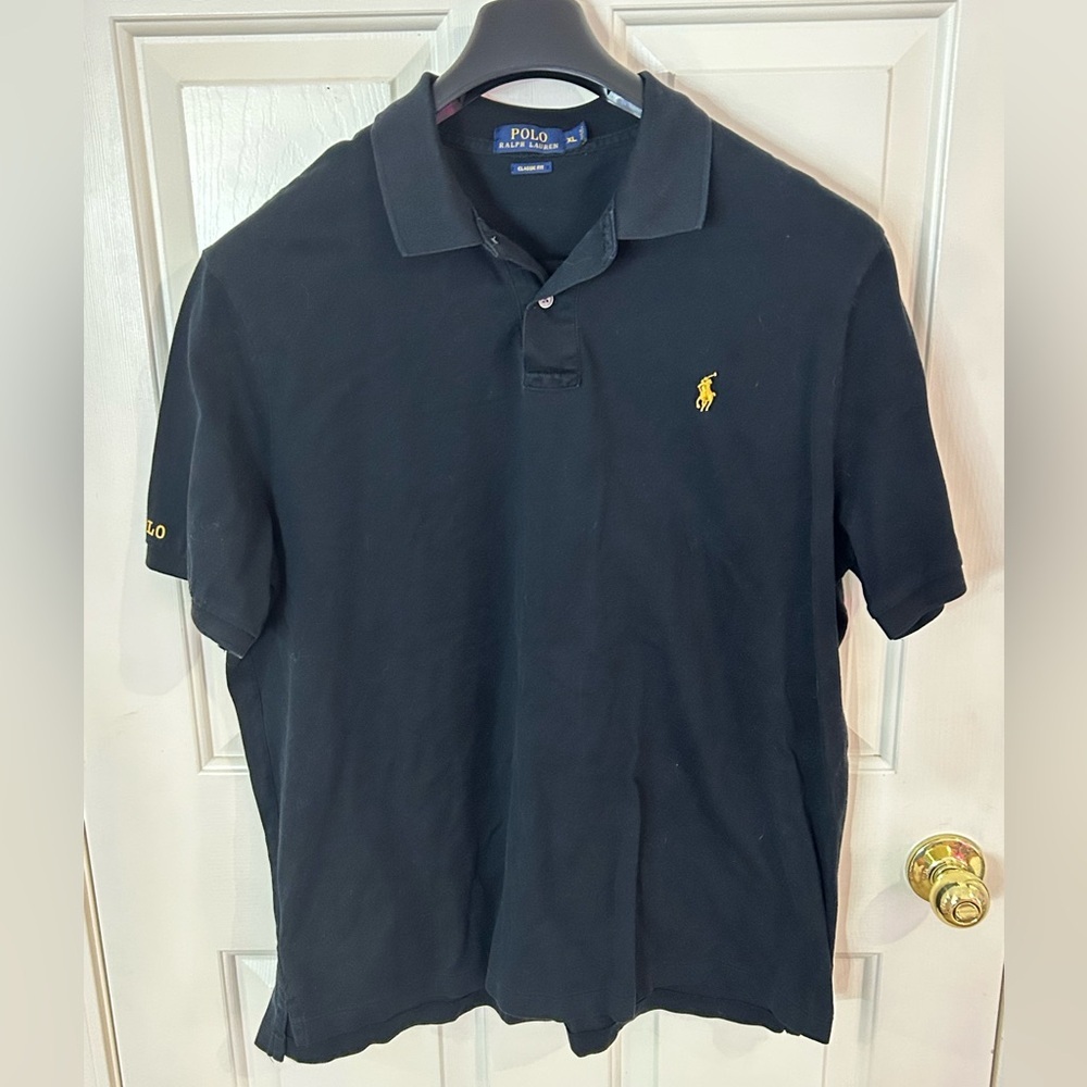 Polo Ralph Lauren Men's XL Classic Fit Polo Shirt Black Mesh Short Sleeve Cotton